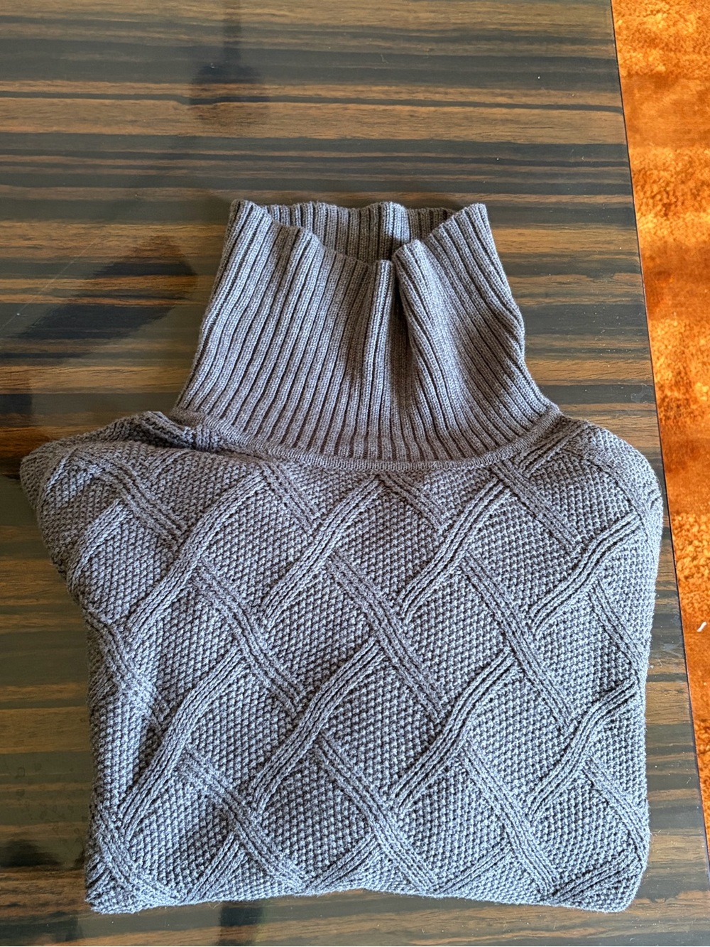 Tasso Elba Men's Gray Ribbed Turtleneck Cable Sweater